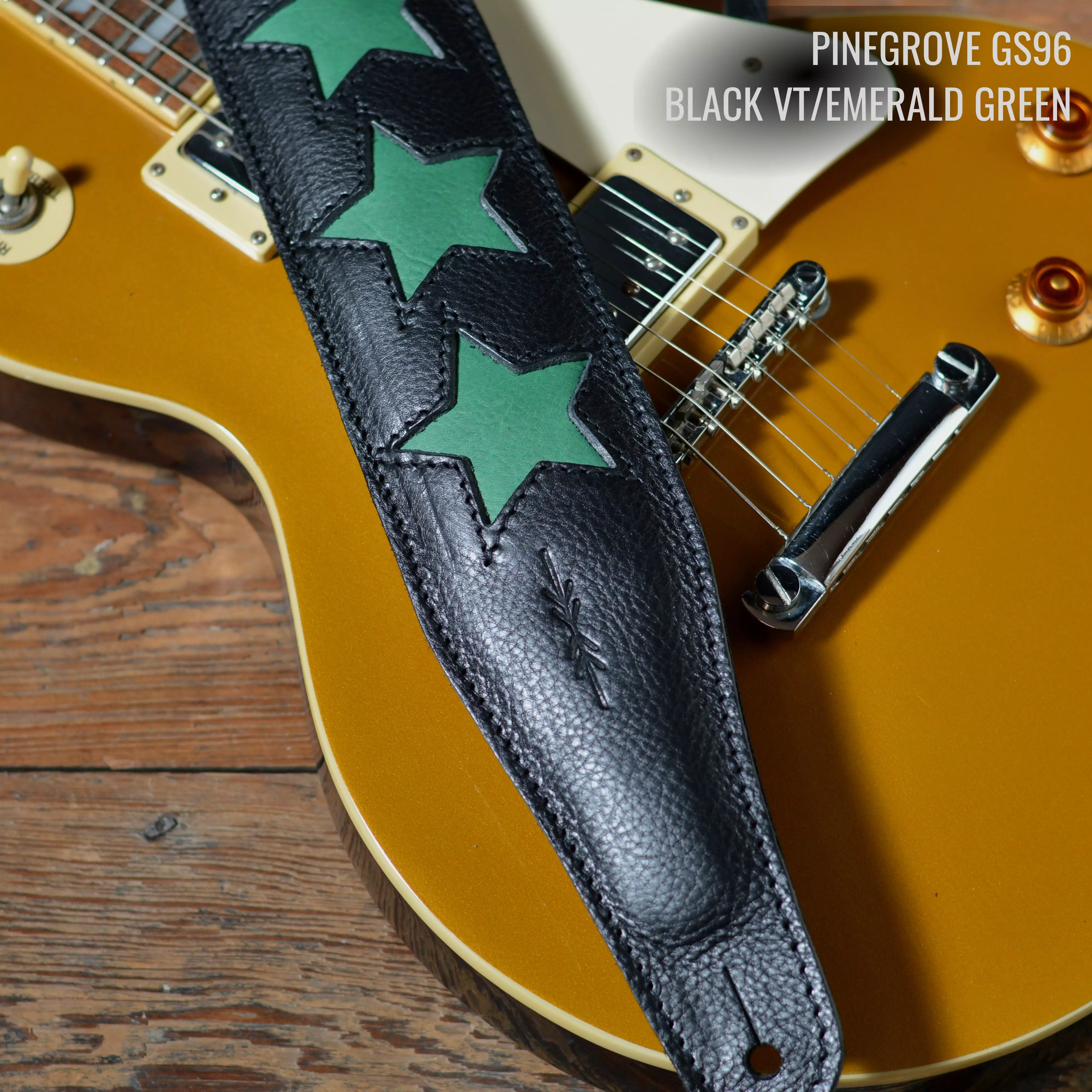 GS96 emerald green stars on black guitar strap anno DSC_0822.jpg