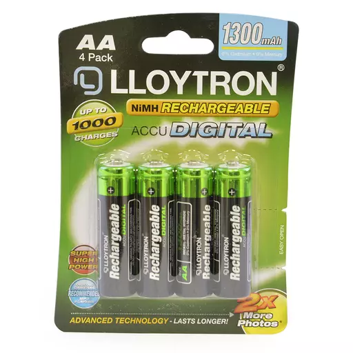 Rechargeable NIMH AccuDigital Battery - AA Type  1300mAh Pk4