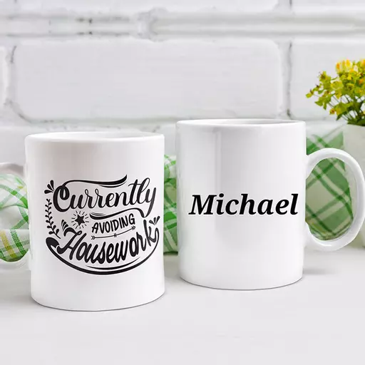 "Currently Avoiding Housework" Personalised Funny Mug