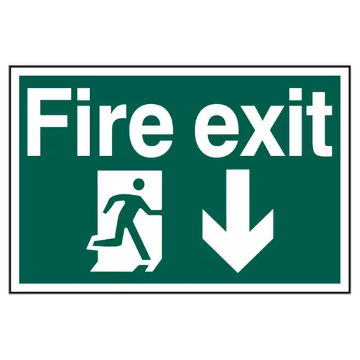 ASEC `Fire Exit` 200mm x 300mm PVC Self Adhesive Sign