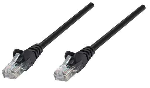 Intellinet Network Patch Cable, Cat6, 0.25m, Black, CCA, U/UTP, PVC, RJ45, Gold Plated Contacts, Snagless, Booted, Lifetime Warranty, Polybag