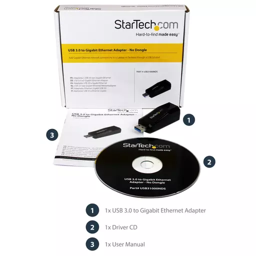 StarTech.com USB 3.0 to Gigabit Ethernet NIC Network Adapter – 10/100/1000 Mbps