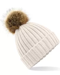 Faux Fur Pom Pom Chunky Beanie