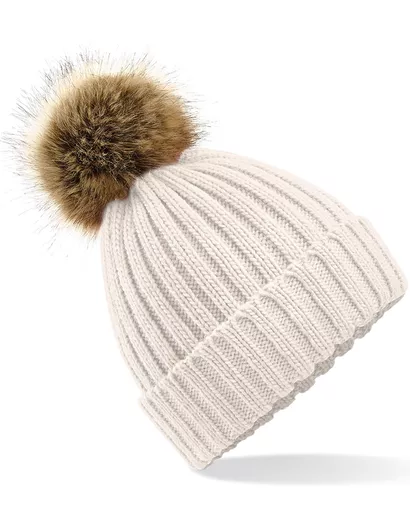 Faux Fur Pom Pom Chunky Beanie