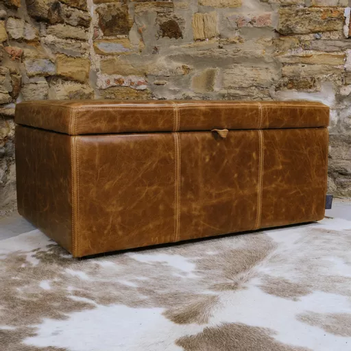 Lush Leather Storage Footstool