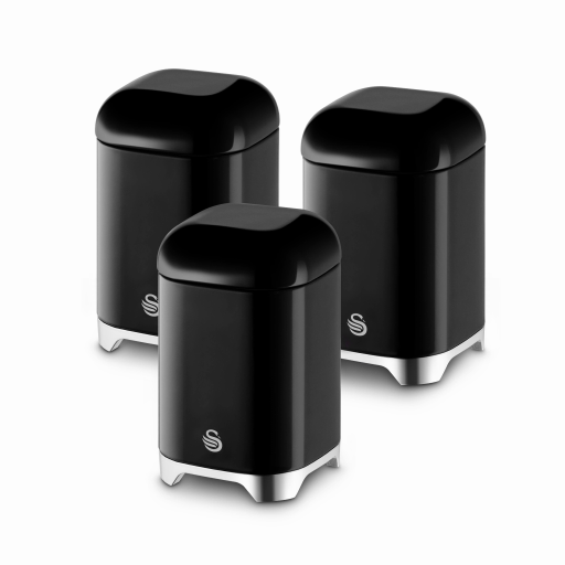 Swan Black Solace Set Of 3 Canisters