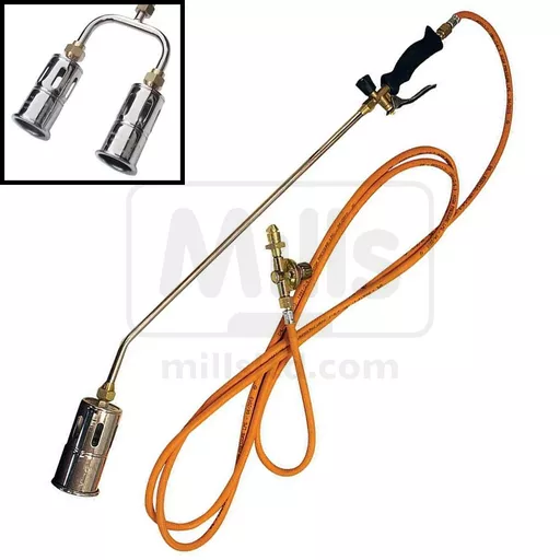 Gas Torch Lance Twin Head with Regulator and 5m Rubber Hose