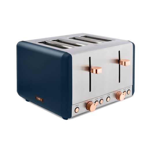 Image of Tower Cavaletto 4 Slice Stainless Steel Toaster Midnight Blue