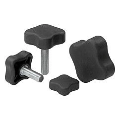 K0278 - Four Lobe Knobs In Plastic Female & Male Thread Size M5-M12