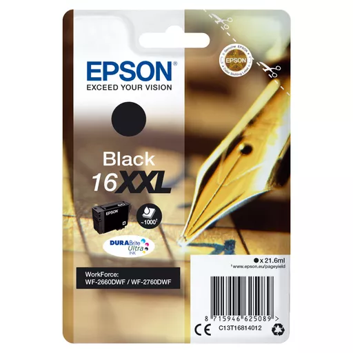 Epson C13T16814012/16XXL Ink cartridge black extra High-Capacity, 1K pages ISO/IEC 24711 21.6ml for Epson WF 2660