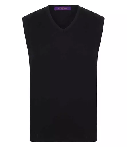 Henbury Lightweight Sleeveless Cotton Acrylic V Neck Sweater