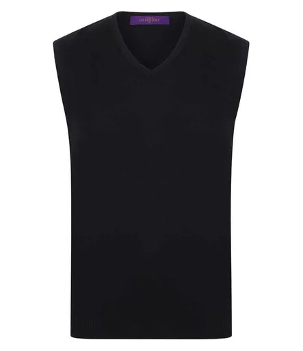 Henbury Lightweight Sleeveless Cotton Acrylic V Neck Sweater