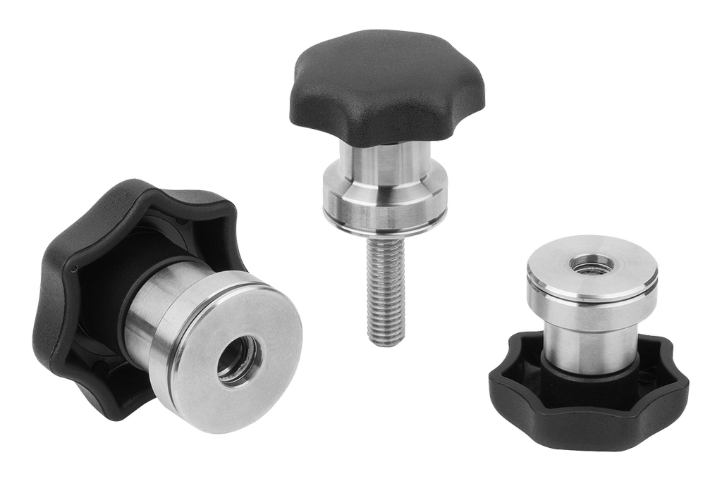 K1596 - Star Grips With Clamp Force Intensifier With Steel & Stainless Steel Thread M6-M12