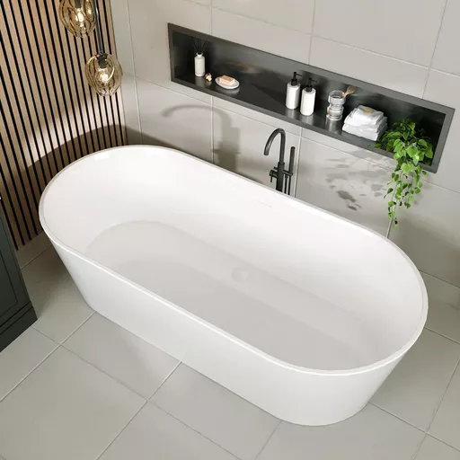 Putney 1590 x 740 x 460mm (355 Depth) Low level Freestanding Bath inc waste - Gloss White