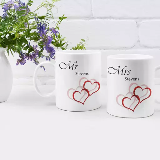Personalised Mr & Mrs Couple Mugs Gift Set - Add Names