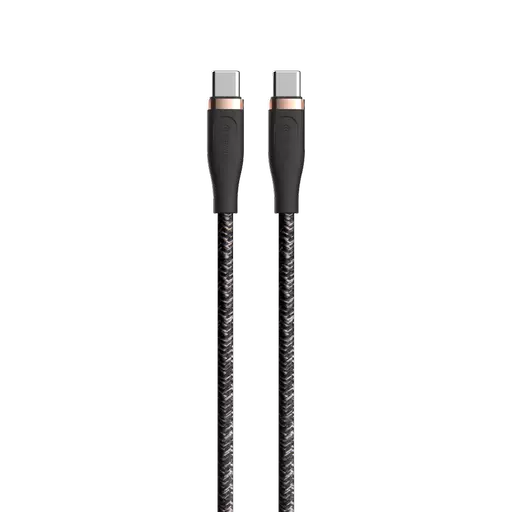 Devia - 1.5m (60W) Power Delivery Woven Gold Plated USB-C to USB-C Cable - Black