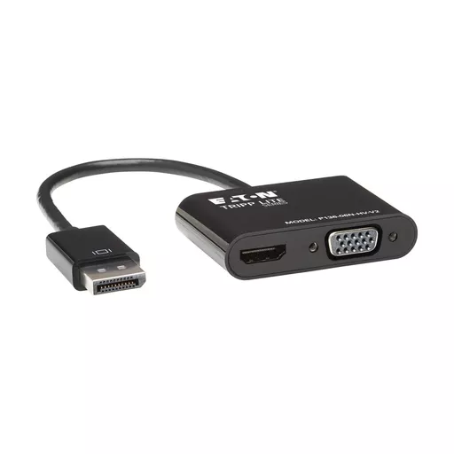 Tripp Lite P136-06N-HV-V2 DisplayPort to VGA/HDMI All-in-One Converter Adapter, DP ver 1.2, 4K 30 Hz HDMI