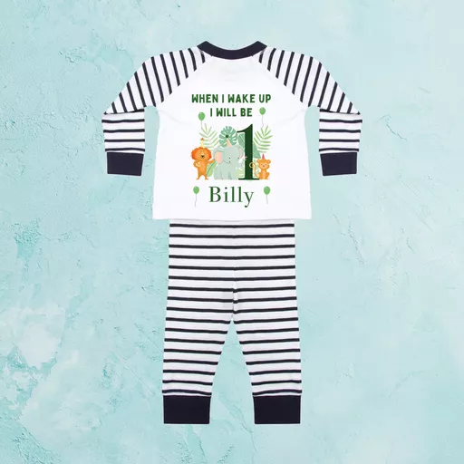 Personalised When I Wake Up Blue Jungle Pyjamas
