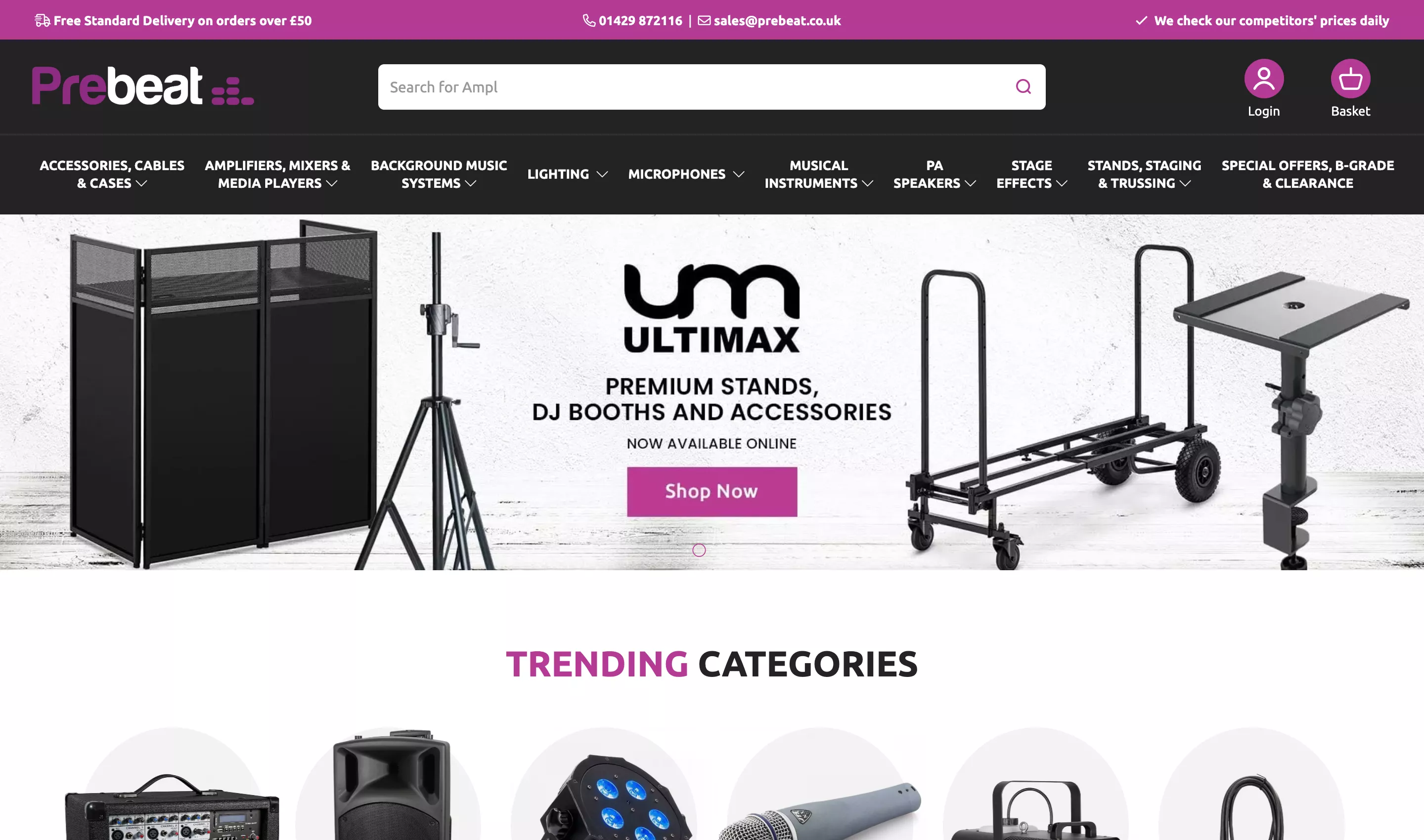 Screenshot of the Prebeat Website Homepage