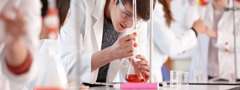 student in lab
