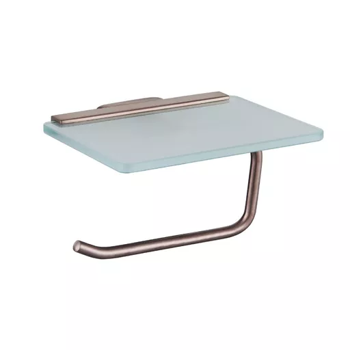 Asti Toilet Roll Holder with Glass Shelf - Brushed Bronze