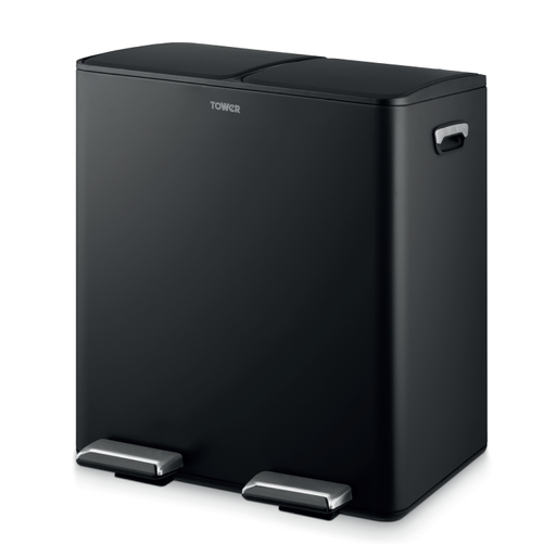 Tower 40 Litre Recycling Pedal Bin Black from Tower Housewares