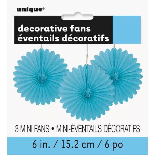 Powder Blue Decorative Fans - Pack of 3
