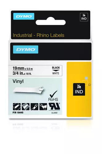 Dymo 18445/S0718620 Ribbon Vinyl black on white 19mm x 5,5m for Dymo Rhino 6-19mm/24mm