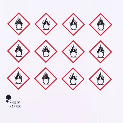 Philip Harris Hazard Warning Labels - Oxidising GHS03 - Pack of 96 Stickers