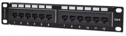 Intellinet Patch Panel, Cat6, 10", UTP, 1U, 12-Port, Black