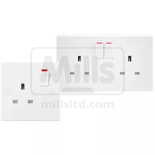 White 13A Switched Socket Outlet