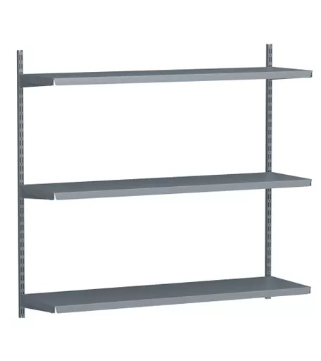 1000mm Silver Twin Slot Shelving Kit with 3 x 300mm Silver Metal Shelves
