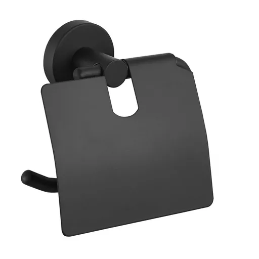 Genoa Covered Toilet Roll Holder - Matt Black