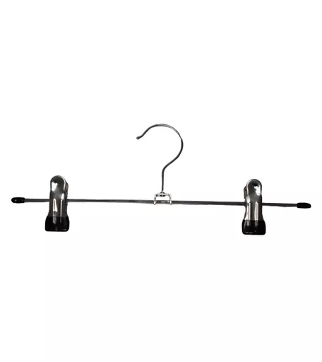 Chrome Metal Peg Hanger with Black Non Slip Clips - 300mm - Box of 100