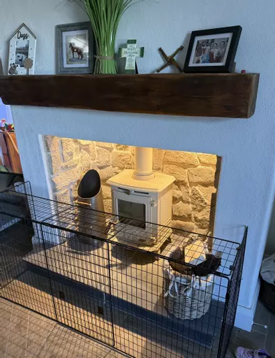 UD Natural coffee brown  stone cladding fireplace 