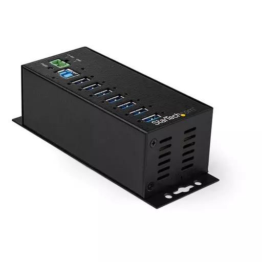 StarTech.com 7-Port USB 3.0 Hub with Power Adapter - Metal Industrial USB-A Hub with ESD & 350W Surge Protection - Din/Wall/Desk Mountable - High Speed USB 3.2 Gen 1 (5Gbps) Hub