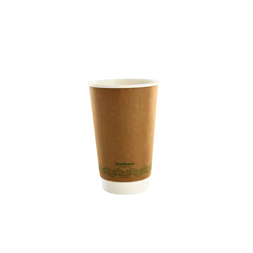 16oz Compostable Double Wall Cup Kraft