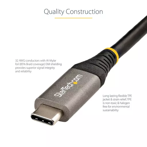 StarTech.com 3ft (1m) USB C Cable 10Gbps - USB-IF Certified USB-C Cable - USB 3.1/3.2 Gen 2 Type-C Cable - 100W (5A) Power Delivery Charging, DP Alt Mode - USB C to C Cord - Charge & Sync