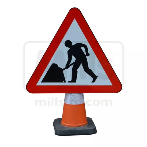Mills Men at Work Roadworks Cone Sign 750mm