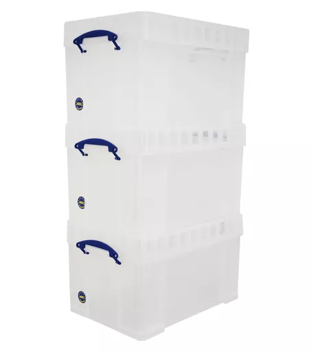 Pack of 3 - 48L XL Storage Box With Secure Lid