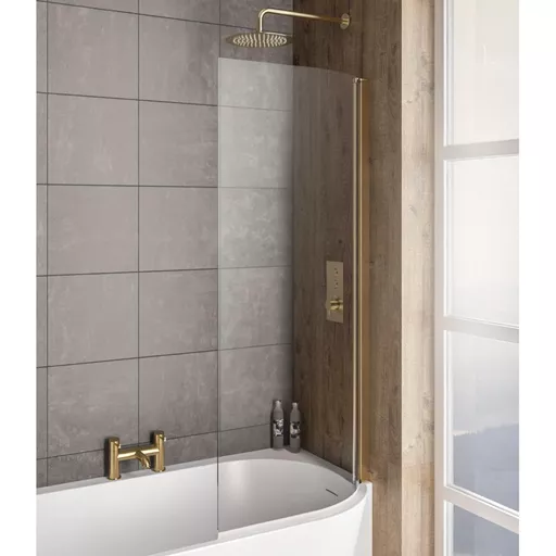 Bray 6mm 1400 x 730mm Right Hand Bath Screen Brushed Brass
