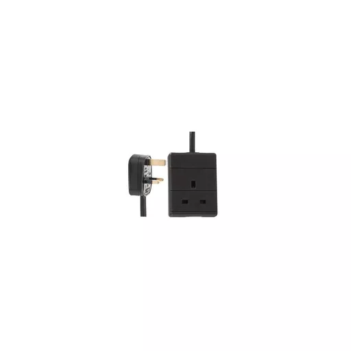 1 Gang UK Mains Extension Lead, Black