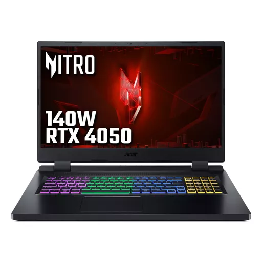 Acer Nitro 5 AN517-55 Gaming Laptop - Intel Core i7-12650H, 16GB, 1TB SSD, NVIDIA GeForce RTX 4050 6G, 17.3" FHD IPS 144Hz, Windows 11, Black