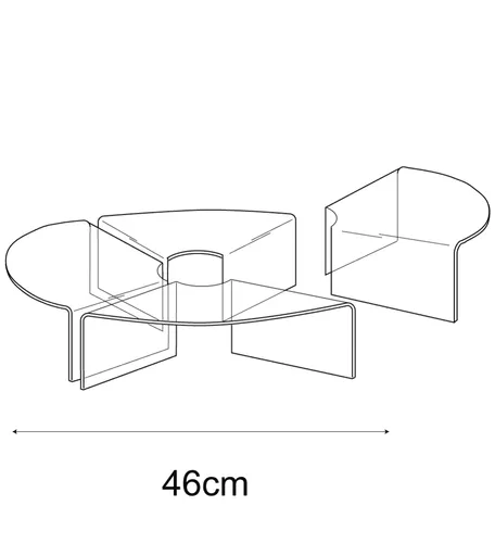 Set of 4 Clear Acrylic Circular Display for Rotating Showcase 46cm
