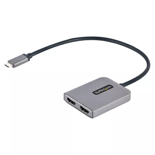 StarTech.com USB-C to Dual HDMI MST HUB - Dual HDMI 4K 60Hz - USB Type C Multi Monitor Adapter for Laptop w/ 1ft/30cm cable - DP 1.4 Multi-Stream Transport Hub - USB-C to HDMI Splitter