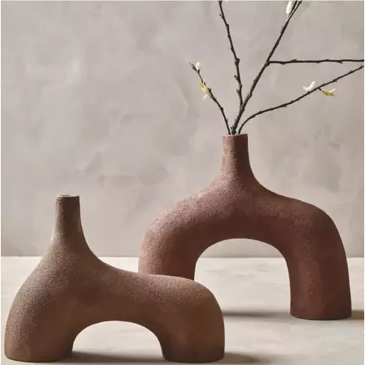 -Abstract Arch Vase, Amore, Matt Terracotta