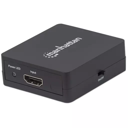 Manhattan HDMI Splitter 2-Port , 1080p, Black, Displays output from x1 HDMI source to x2 HD displays (same output to both displays), USB-A Powered (cable included, 0.7m), Three Year Warranty, Retail Box