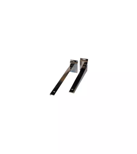 Pair of Chrome Slatwall Shelf Brackets For Wooden Shelf - 250mm