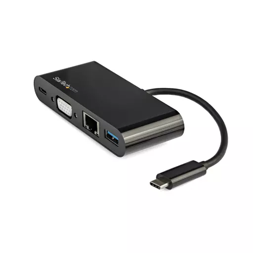 StarTech.com USB C Multiport Adapter - Mini USB-C Dock w/ Single Monitor VGA 1080p Video - 60W Power Delivery Passthrough - USB 3.1 Gen 1 Type-A 5Gbps, Gigabit Ethernet - Docking Station