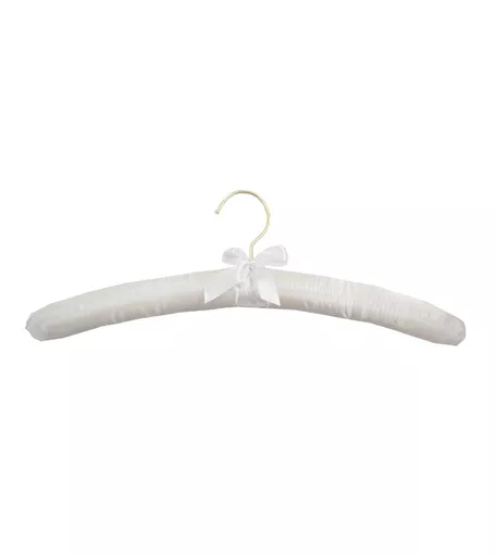 Single White Padded Satin Hanger (Brass Hook) - 420mm